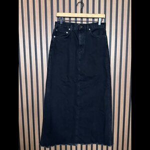 Agolde Jean Skirt 26 Womens Black Deni 100% Organic Cotton Maxi Hilla